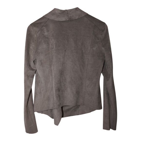 Blank NYC Faux Suede Moto Jacket Small Drape Front Biker Taupe Asymmetrical Zip - Picture 2 of 6